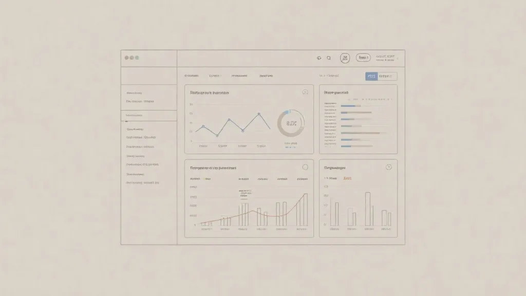 一个信息展示页面的线框图布局，突出数据显示的清晰度和结构化，中性色调